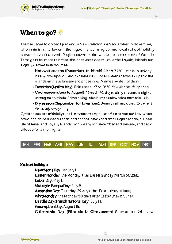 example page 3 from our offline Travel Guide for New Caledonia